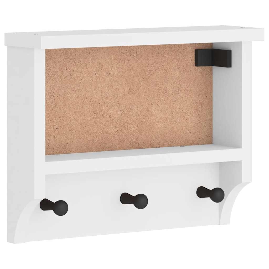 vidaXL Porte-manteau mural SANDNES blanc 45x12x35 cm bois massif pin