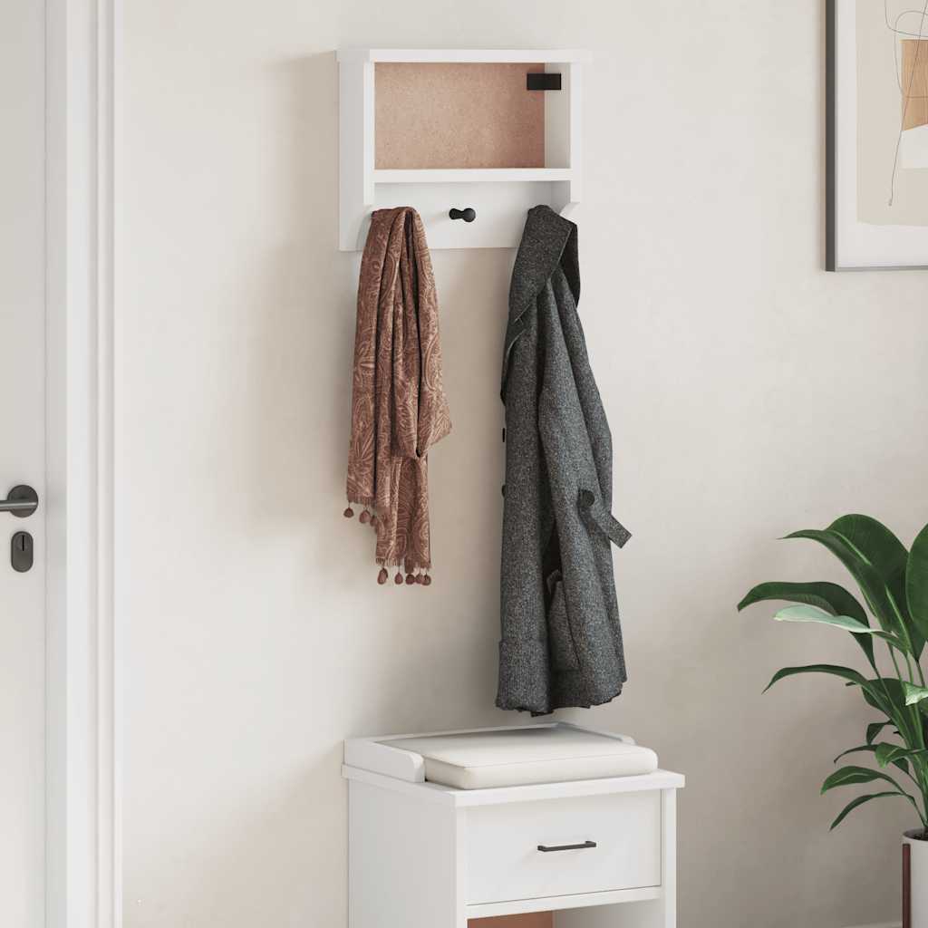 vidaXL Porte-manteau mural SANDNES blanc 45x12x35 cm bois massif pin