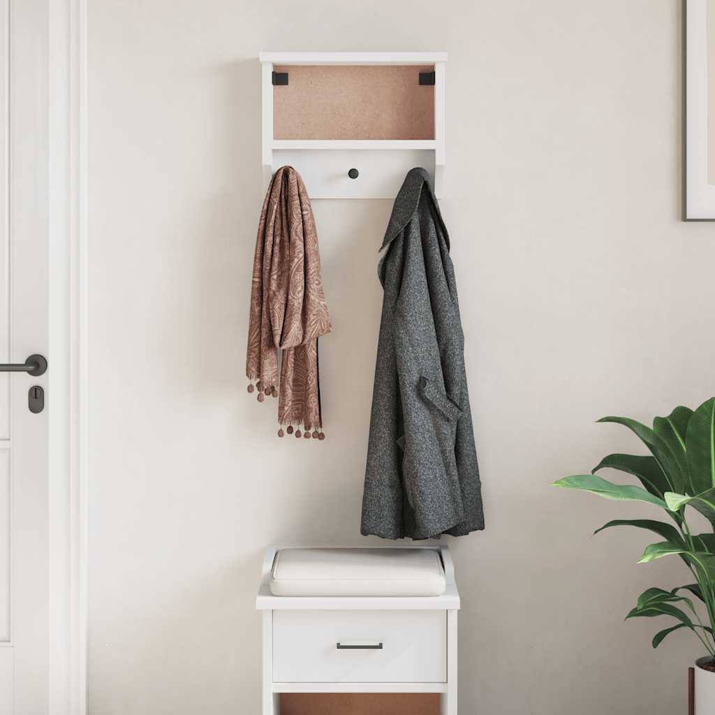 vidaXL Porte-manteau mural SANDNES blanc 45x12x35 cm bois massif pin