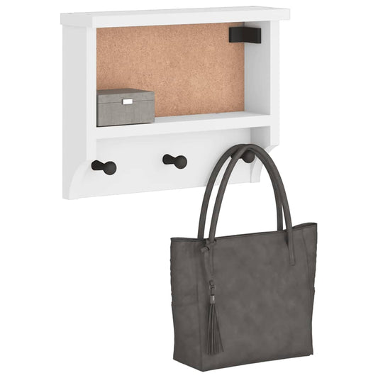 vidaXL Porte-manteau mural SANDNES blanc 45x12x35 cm bois massif pin