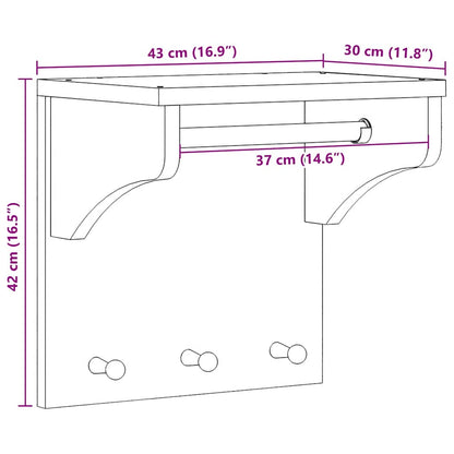 vidaXL Porte-manteau mural SANDNES 43x30x42 cm bois massif pin