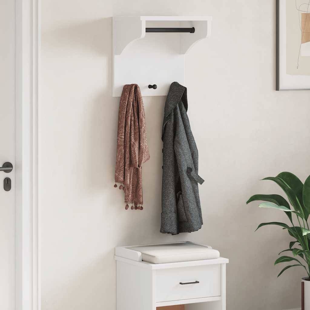 vidaXL Porte-manteau mural SANDNES blanc 43x30x42 cm bois massif pin