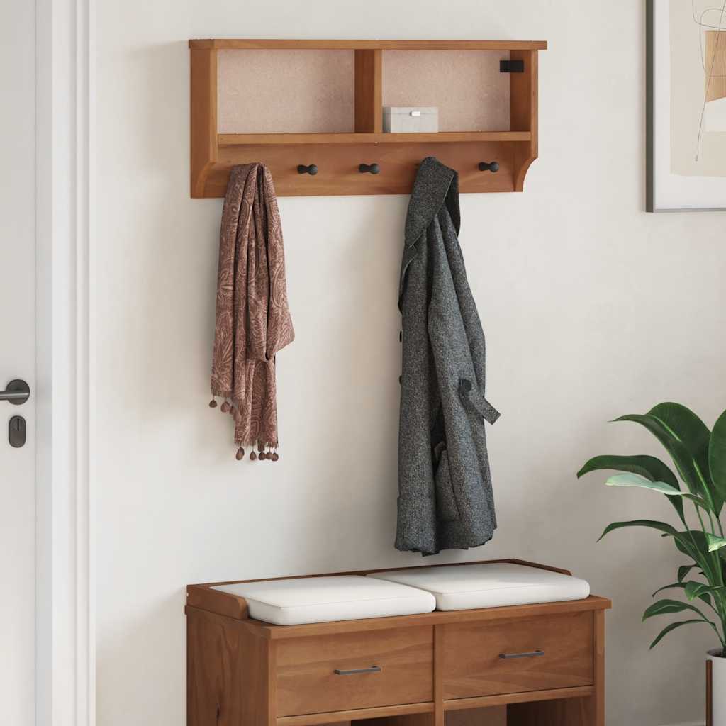 vidaXL Porte-manteau mural SANDNES 87x12x35 cm bois massif pin