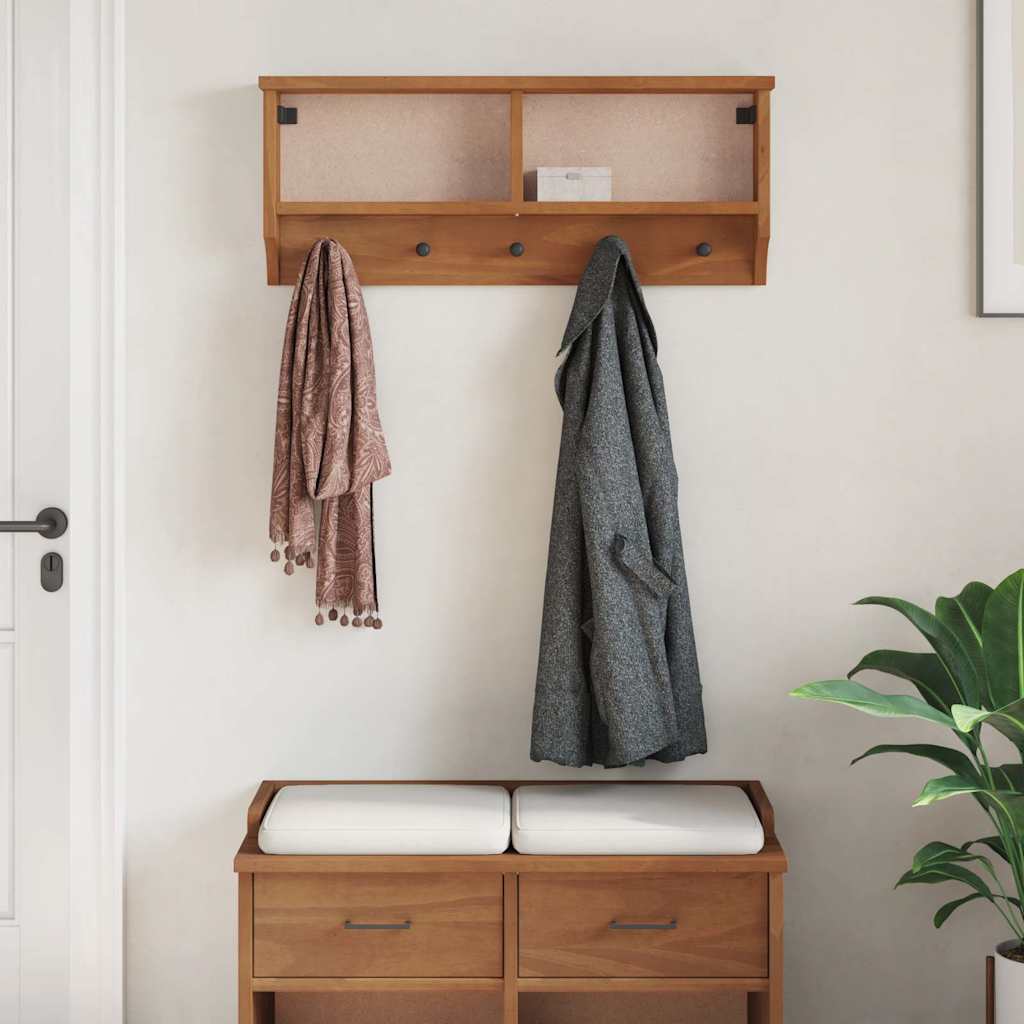 vidaXL Porte-manteau mural SANDNES 87x12x35 cm bois massif pin