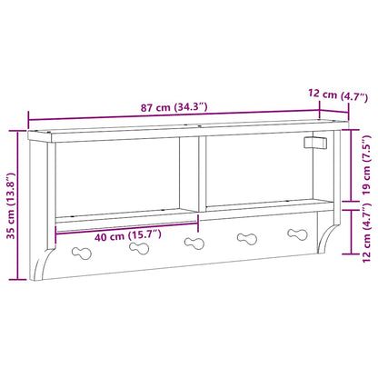 vidaXL Porte-manteau mural SANDNES 87x12x35 cm bois massif pin