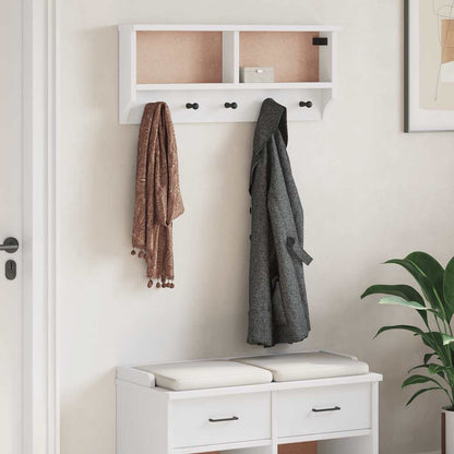 vidaXL Porte-manteau mural SANDNES blanc 87x12x35 cm bois massif pin