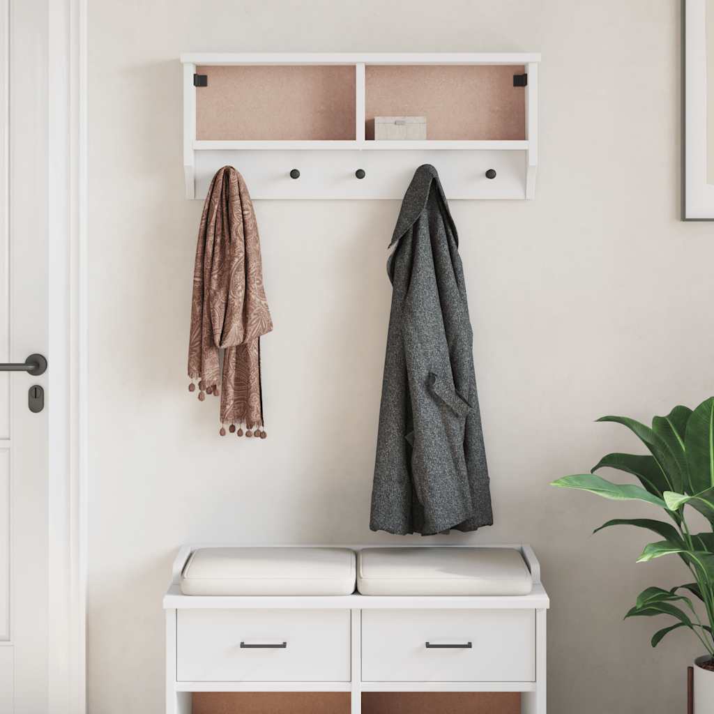 vidaXL Porte-manteau mural SANDNES blanc 87x12x35 cm bois massif pin