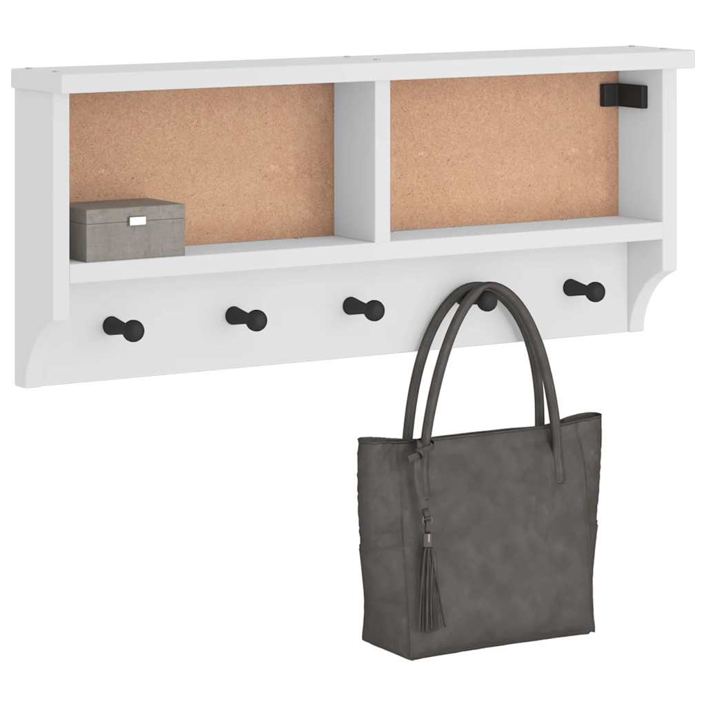vidaXL Porte-manteau mural SANDNES blanc 87x12x35 cm bois massif pin