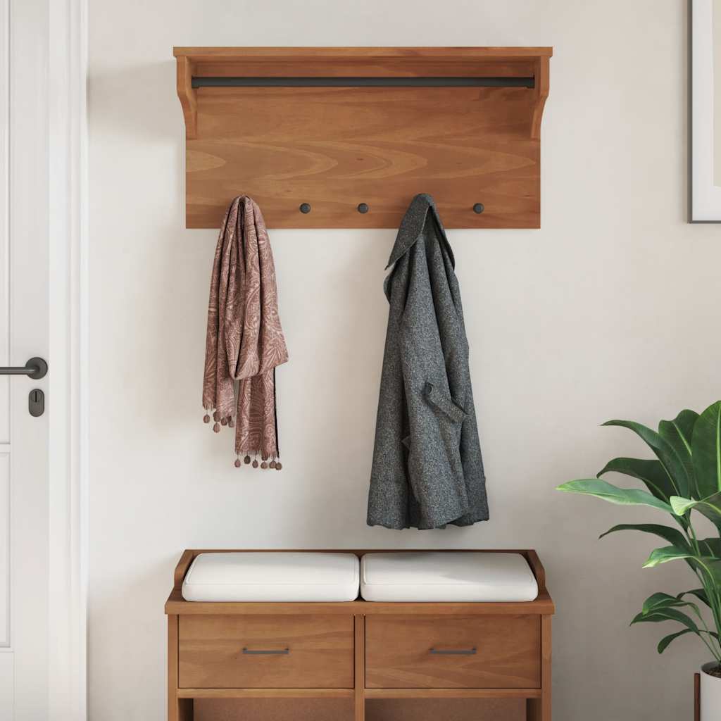 vidaXL Porte-manteau mural SANDNES 87x30x42 cm bois massif pin