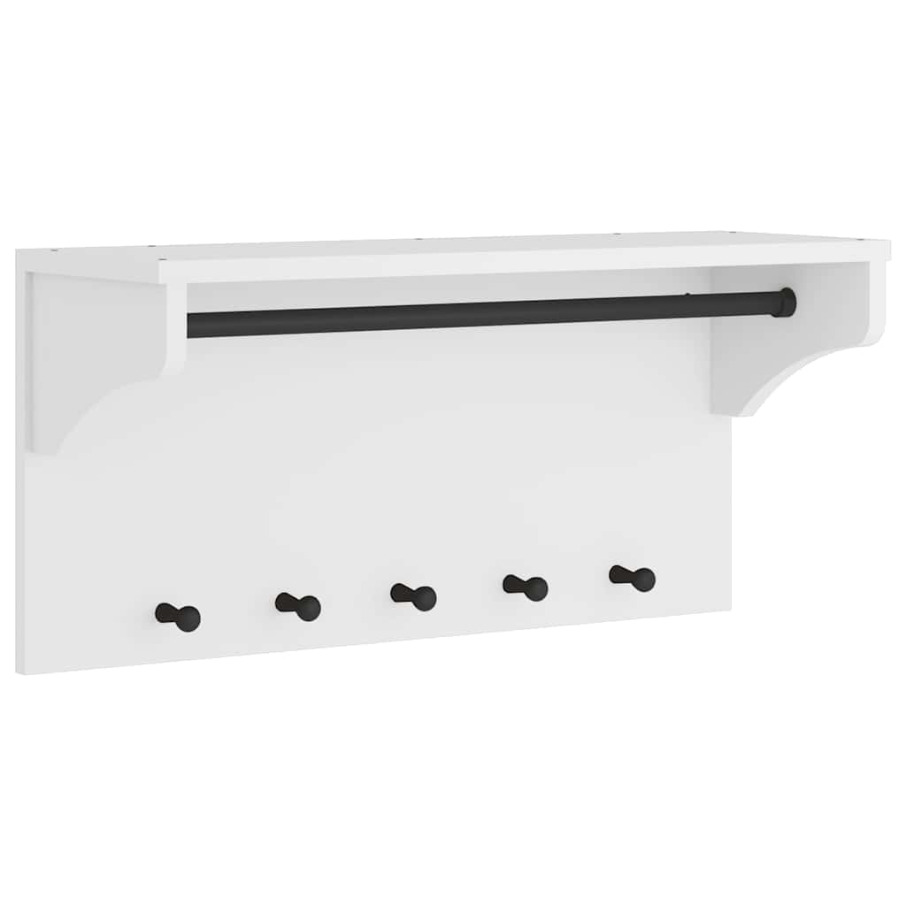 vidaXL Porte-manteau mural SANDNES blanc 87x30x42 cm bois massif pin