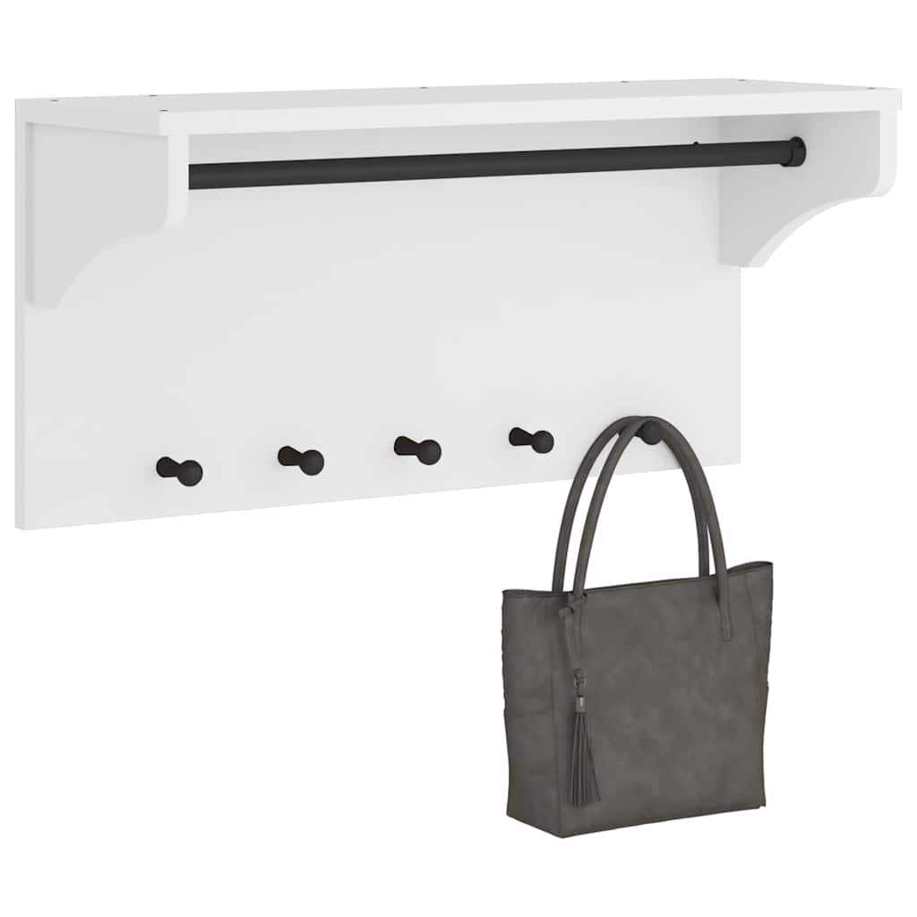 vidaXL Porte-manteau mural SANDNES blanc 87x30x42 cm bois massif pin
