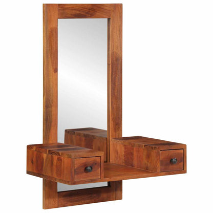 vidaXL Miroir mural avec tiroirs 60x33x90 cm bois massif d'acacia