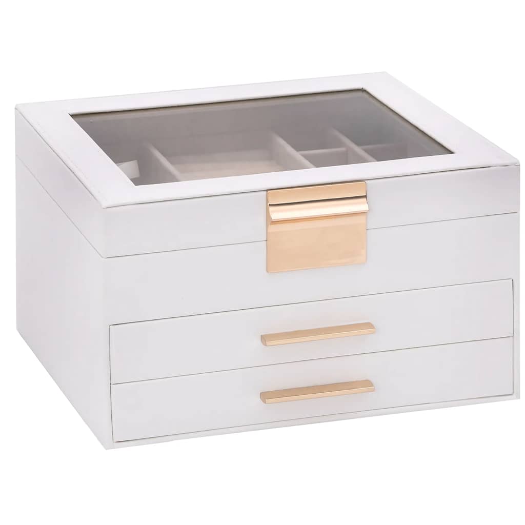 VidaXL Boîte à bijoux 3 couches blanc 23x20,5x14 cm