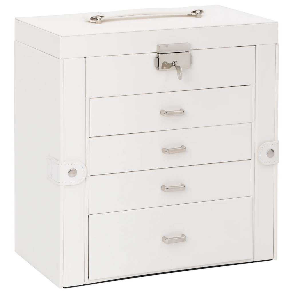 VidaXL Boîte à bijoux 5 niveaux avec miroir verrouillable blanc