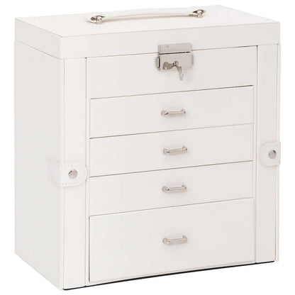 VidaXL Boîte à bijoux 5 niveaux avec miroir verrouillable blanc
