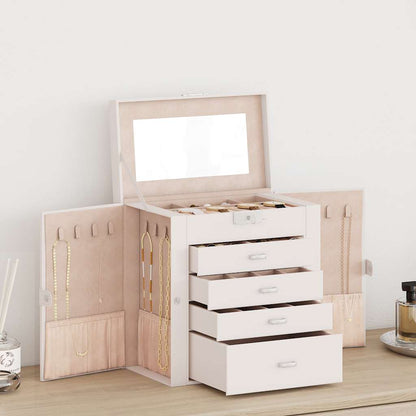 VidaXL Boîte à bijoux 5 niveaux avec miroir verrouillable blanc