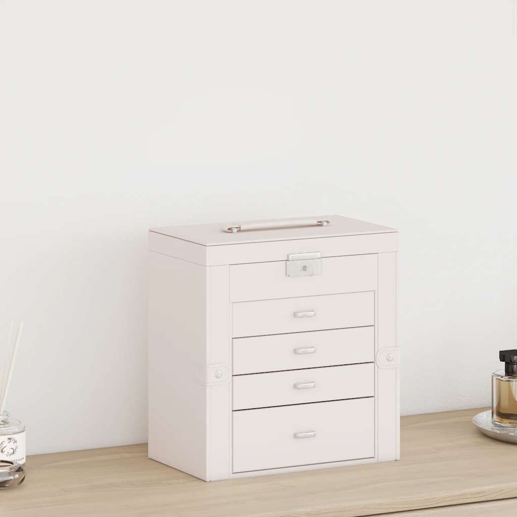 VidaXL Boîte à bijoux 5 niveaux avec miroir verrouillable blanc