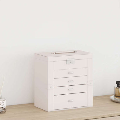 VidaXL Boîte à bijoux 5 niveaux avec miroir verrouillable blanc