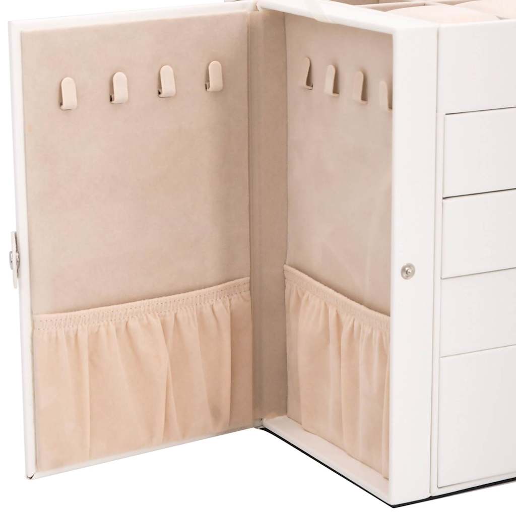 VidaXL Boîte à bijoux 5 niveaux avec miroir verrouillable blanc