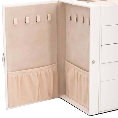 VidaXL Boîte à bijoux 5 niveaux avec miroir verrouillable blanc