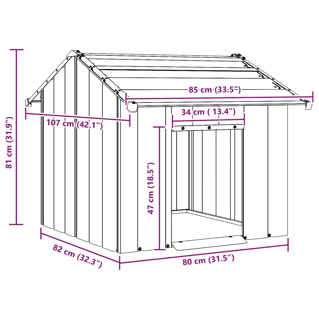 vidaXL Niche pour chien avec toit noir 85x107x81 cm acier galvanisé
