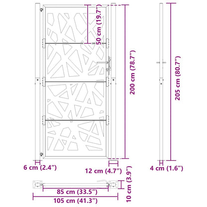 vidaXL Portail de jardin noir 105x205 cm acier conception de lumière