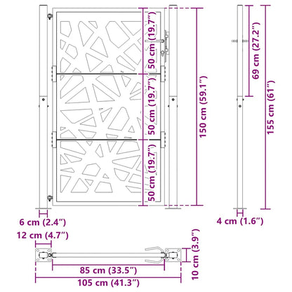 vidaXL Porte de jardin acier résistant aux intempéries design lumière
