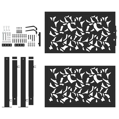 vidaXL Portail de jardin noir 105x105 cm acier conception de feuilles