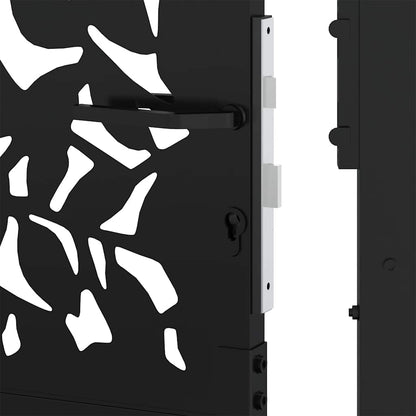 vidaXL Portail de jardin noir 105x105 cm acier conception de feuilles