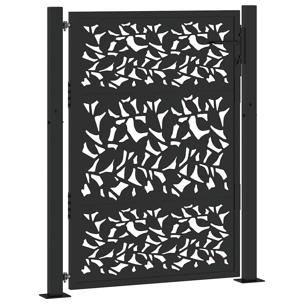vidaXL Portail de jardin noir 105x130 cm acier conception de feuilles