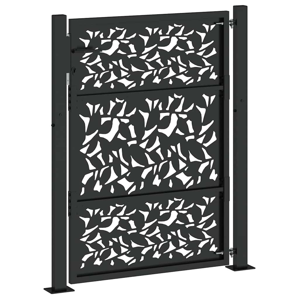 vidaXL Portail de jardin noir 105x130 cm acier conception de feuilles