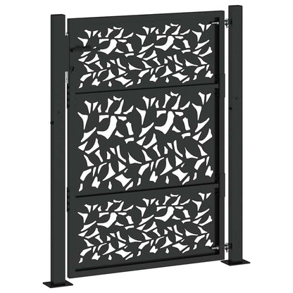 vidaXL Portail de jardin noir 105x130 cm acier conception de feuilles