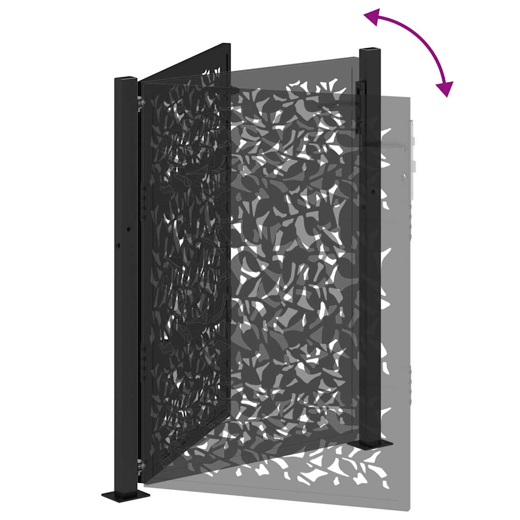 vidaXL Portail de jardin noir 105x130 cm acier conception de feuilles