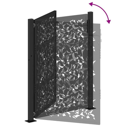vidaXL Portail de jardin noir 105x130 cm acier conception de feuilles