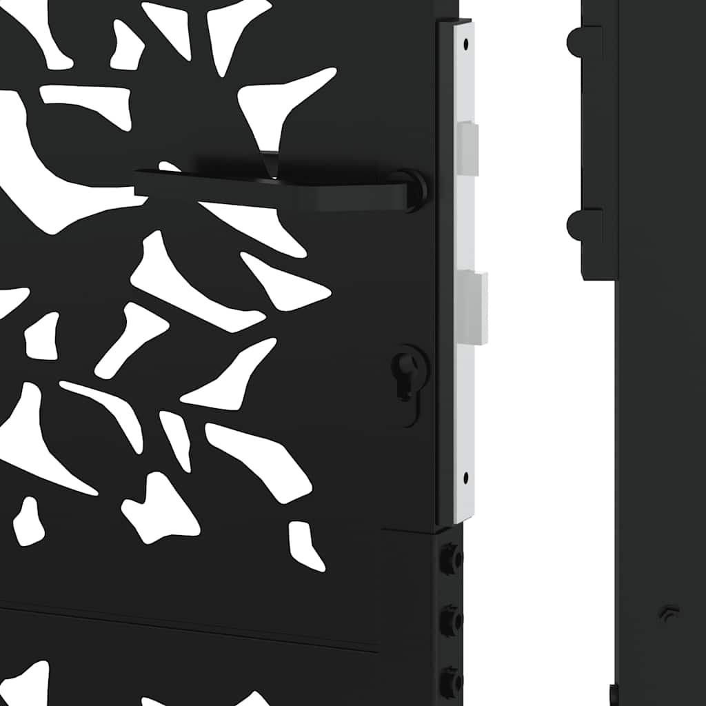 vidaXL Portail de jardin noir 105x130 cm acier conception de feuilles
