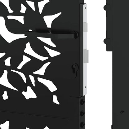 vidaXL Portail de jardin noir 105x130 cm acier conception de feuilles