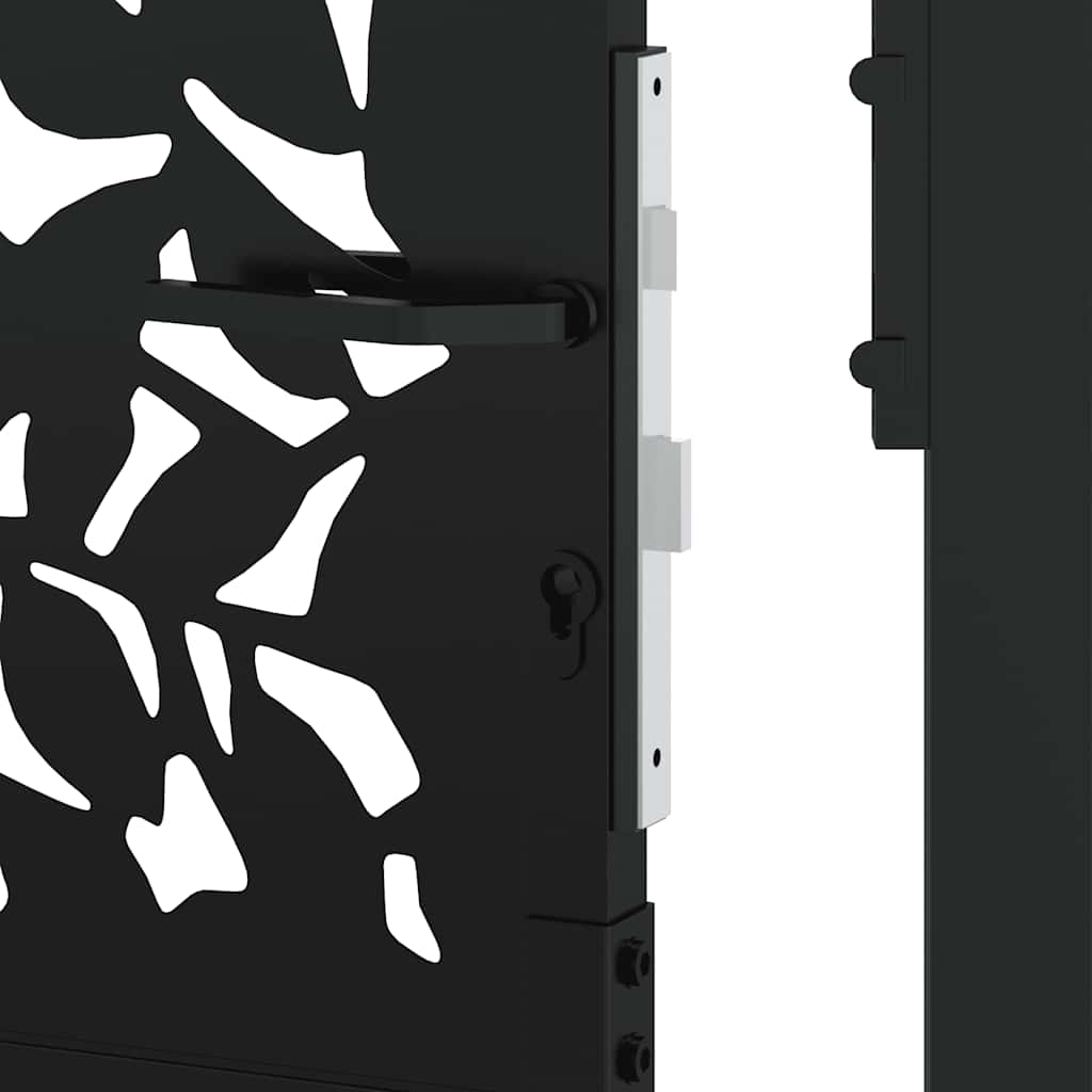 vidaXL Portail de jardin noir 105x155 cm acier conception de feuilles
