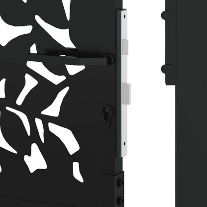 vidaXL Portail de jardin noir 105x155 cm acier conception de feuilles