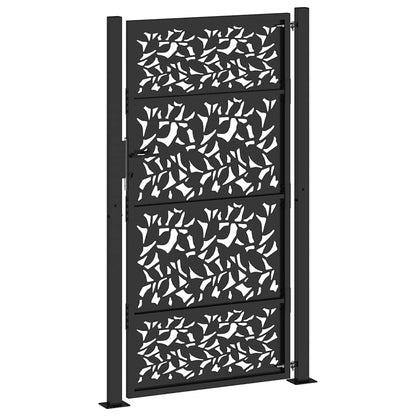 vidaXL Portail de jardin noir 105x180 cm acier conception de feuilles