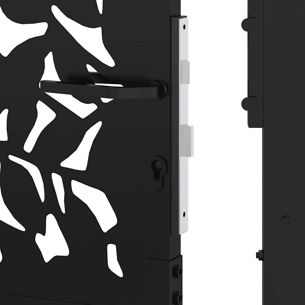 vidaXL Portail de jardin noir 105x180 cm acier conception de feuilles