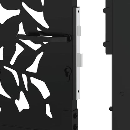 vidaXL Portail de jardin noir 105x180 cm acier conception de feuilles