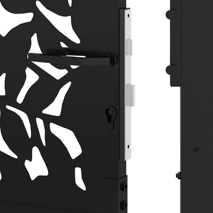 vidaXL Portail de jardin noir 105x205 cm acier conception de feuilles