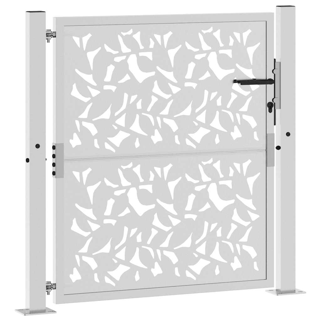 vidaXL Porte de jardin acier résistant aux intempéries design feuilles