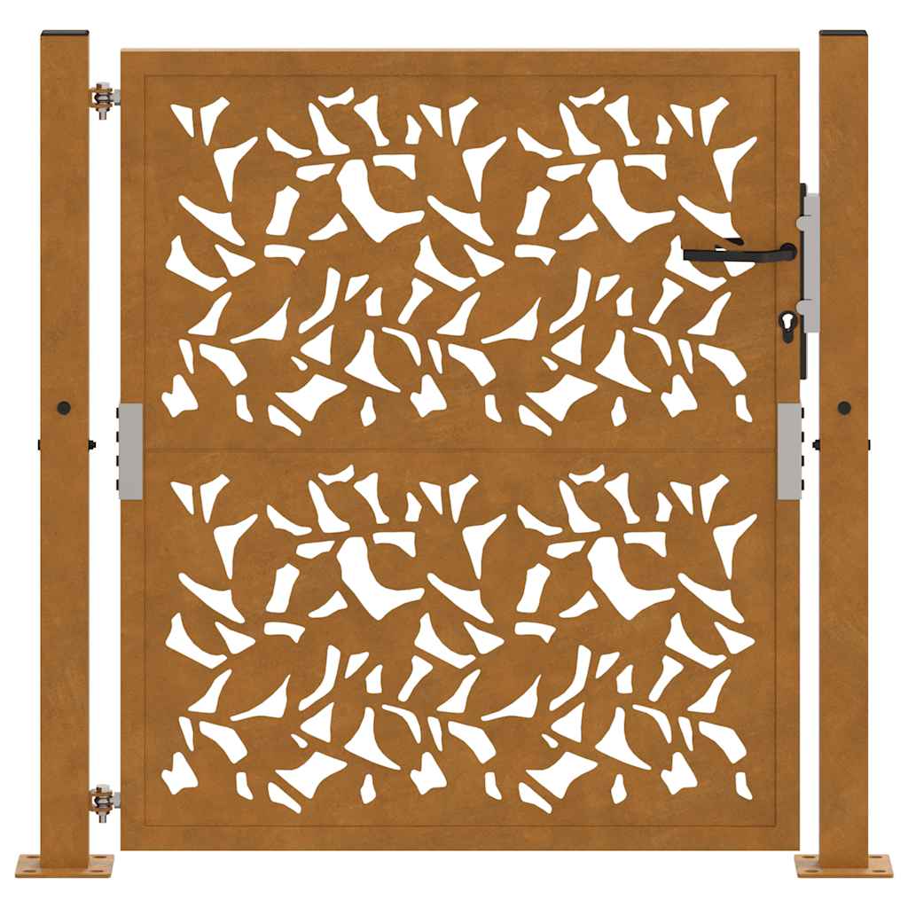 vidaXL Porte de jardin acier résistant aux intempéries design feuilles