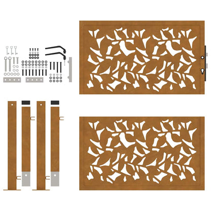 vidaXL Porte de jardin acier résistant aux intempéries design feuilles