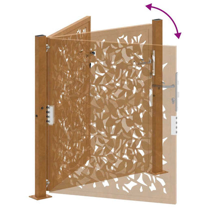 vidaXL Porte de jardin acier résistant aux intempéries design feuilles