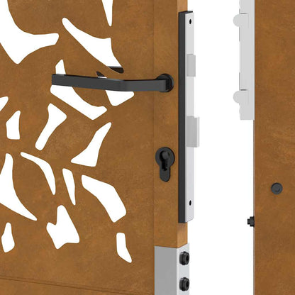 vidaXL Porte de jardin acier résistant aux intempéries design feuilles