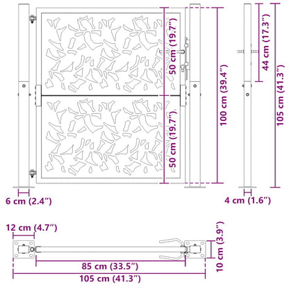 vidaXL Porte de jardin acier résistant aux intempéries design feuilles