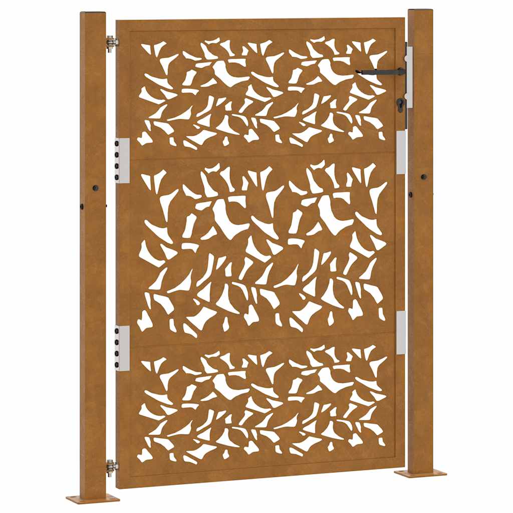 vidaXL Porte de jardin acier résistant aux intempéries design feuilles