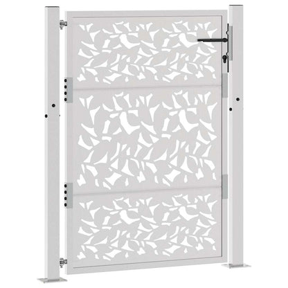 vidaXL Porte de jardin acier résistant aux intempéries design feuilles